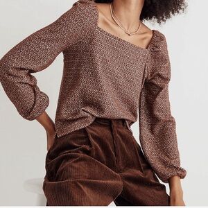 Madewell, Jacquard Puff-Sleeve Crop Top, S